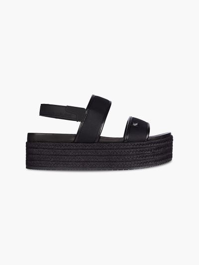 Calvin Klein Cipők HU546524 | Calvin Klein Platform Espadrille Wedge Női Szandál Fekete